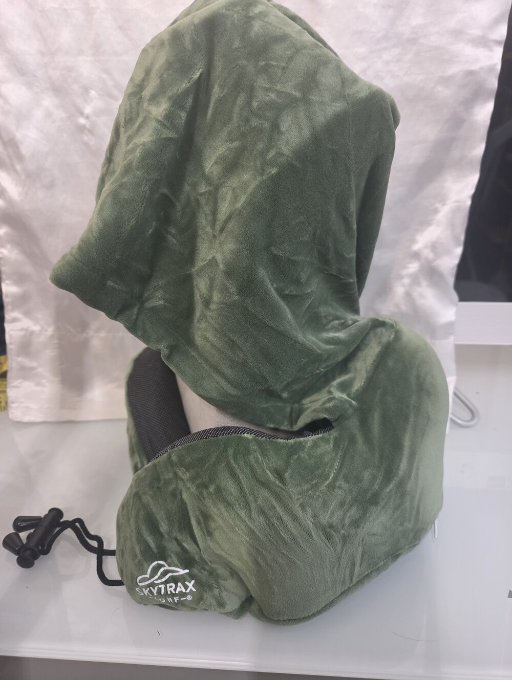 Skytrax Olive Green Hooded Travel Neck Pillow